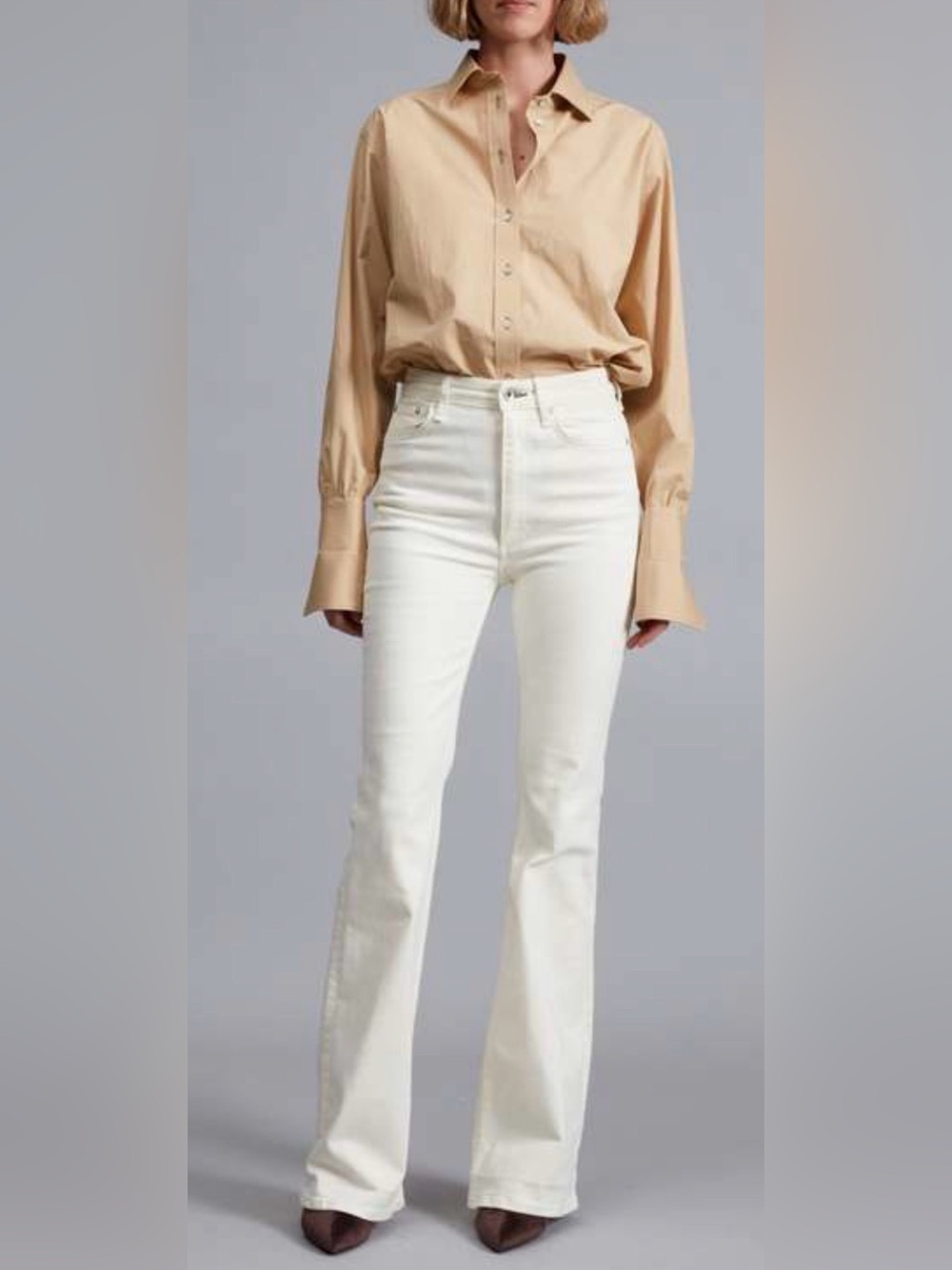 Rag & Bone NEW NWT Casey high rise flare Ecru off white bootcut jeans 26 so soft